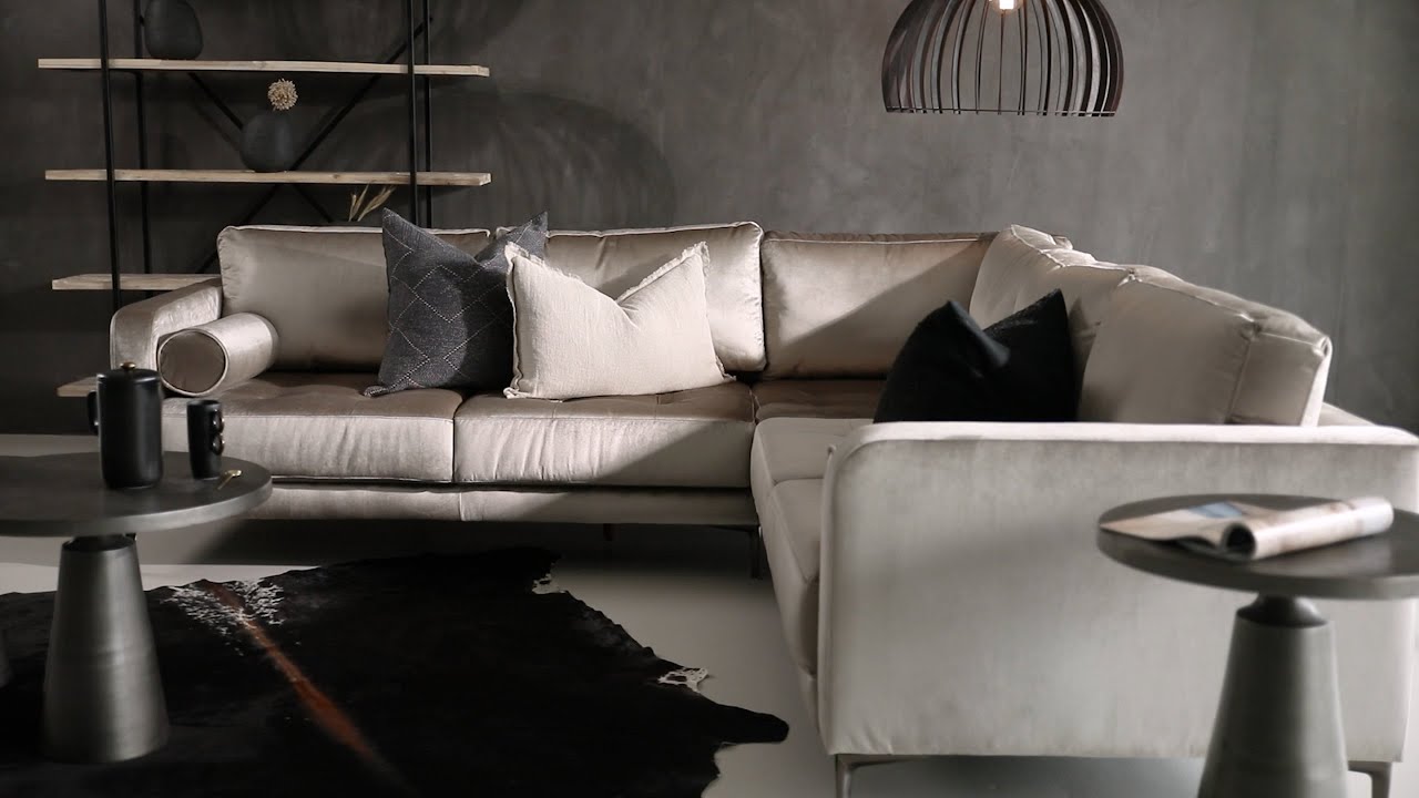 Hayden Velvet Corner Couch - Champagne