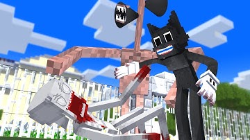 Siren Head VS Cartoon Cat VS Scp-096 (Minecraft Animation)