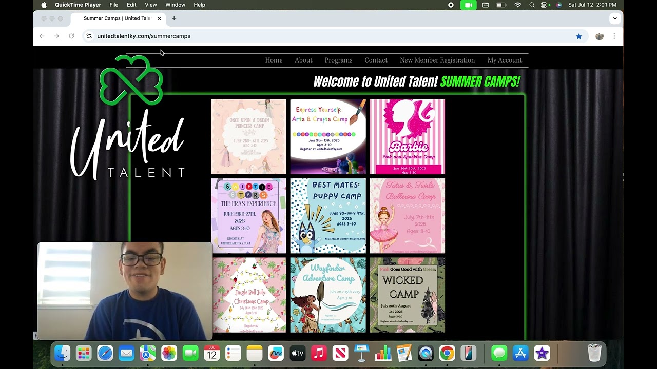 Recap recording from my MacBook Pro how to register summer camp in United talent