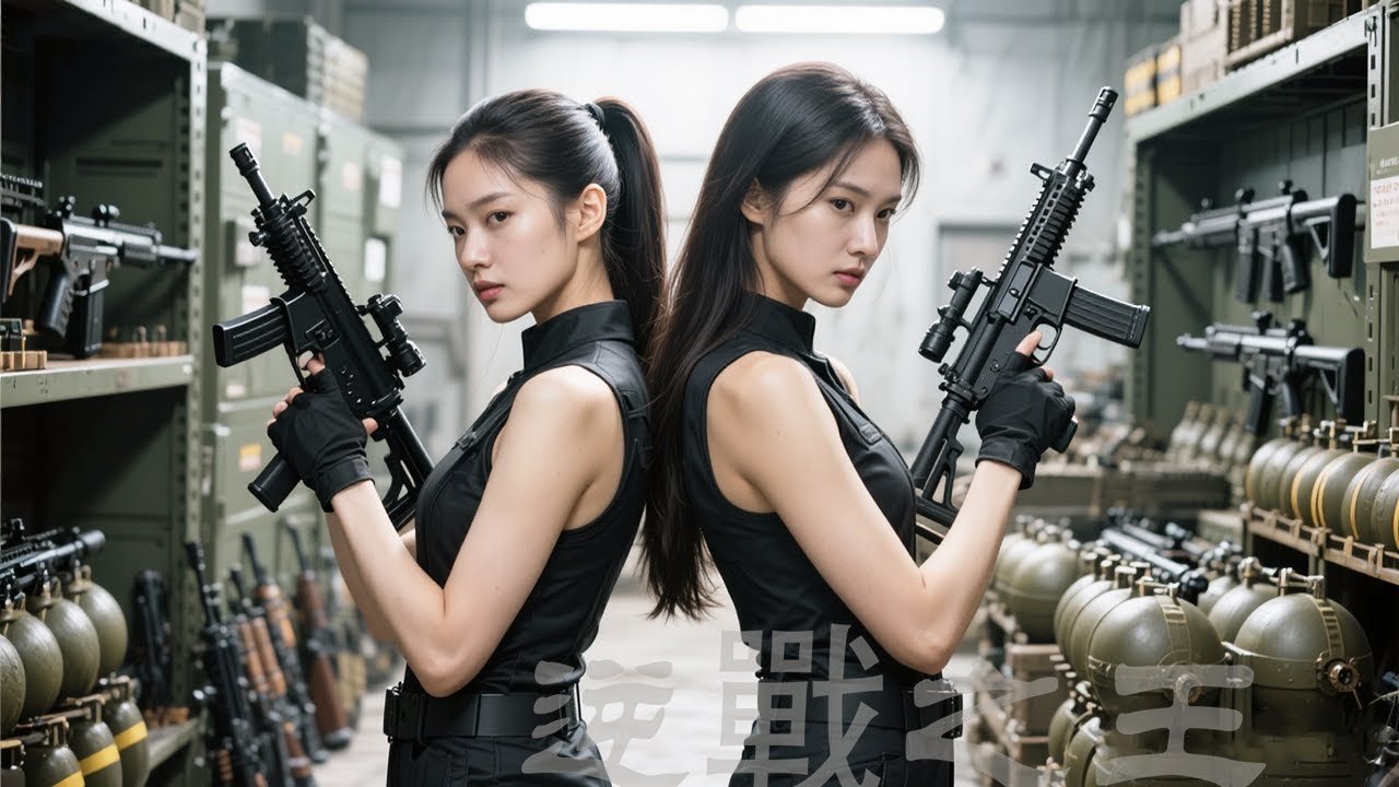 A beautiful agent bravely storms the enemy camp with full gear
