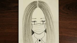 Maskeli Üzgün Kız Çizimi Yeni Başlayanlar İçin Kolay Kız Çizimleri