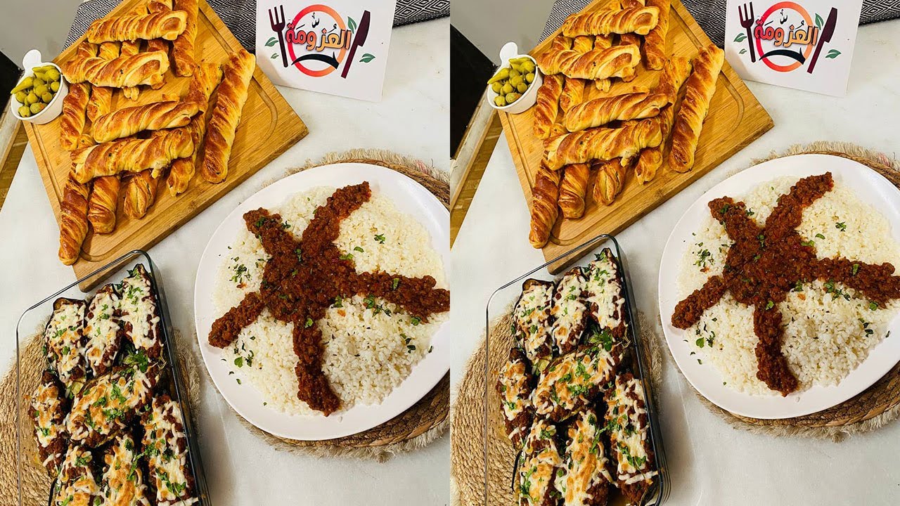 العزومة مع الشيف فاطمة أبو حاتي | قوارب الباذنجان باللحمة - الفطائر المورقة