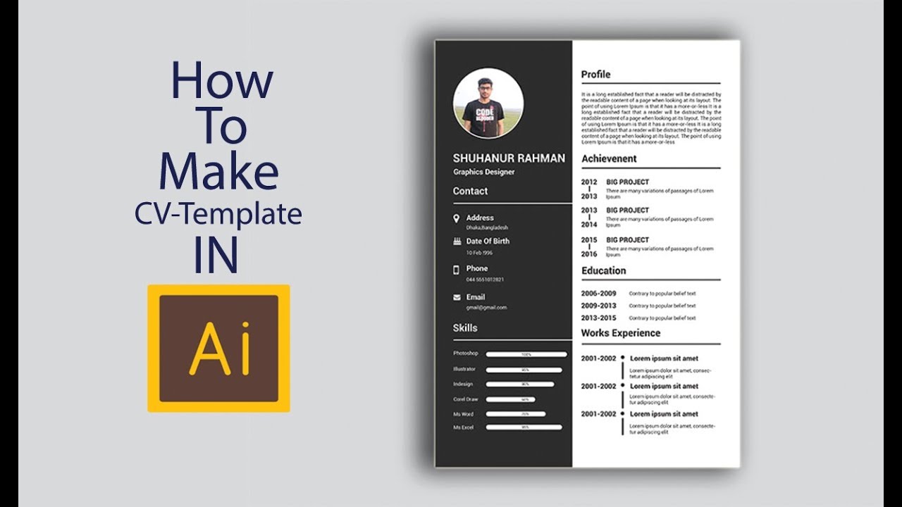 เทมเพลตเรซูเม่  New  How to Create a Creative CV/Resume Template  Design in Adobe Illustrator CC Tutorial