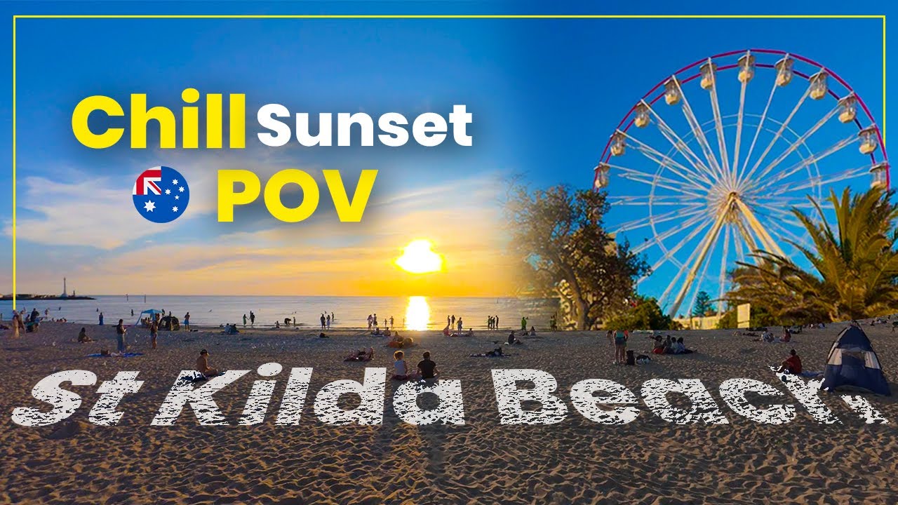 St Kilda Beach Walk, Melbourne. Chill Sunset POV (No Talking)