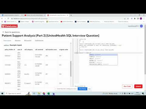14 Patient Support Analysis Part 2 UnitedHealth SQL Interview Question