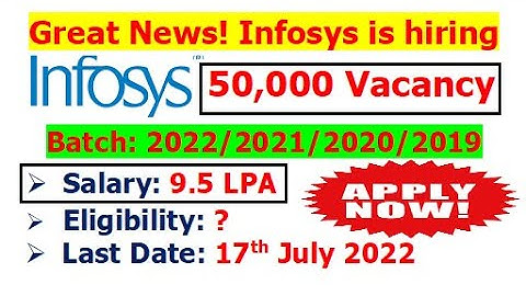 Infosys is hiring 2022/2021/2020/2019 batch | Salary: 9.5 LPA | Eligibility? | How to apply?