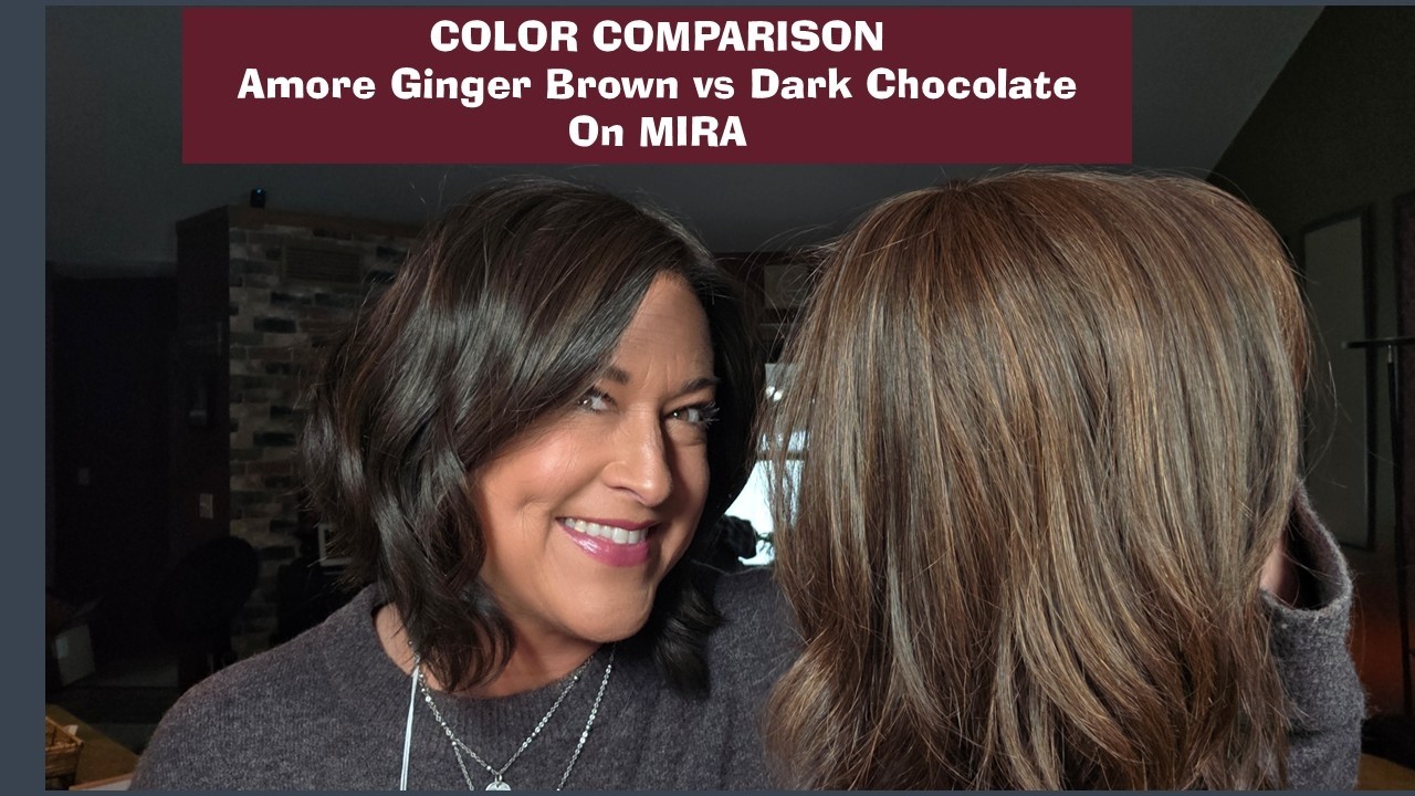 Сравнение цветов AMORE: Темный шоколад и Имбирно-коричневый на MIRA |