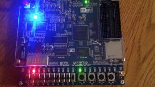 Binary Clock on Altera FPGA running custom softcore CPU