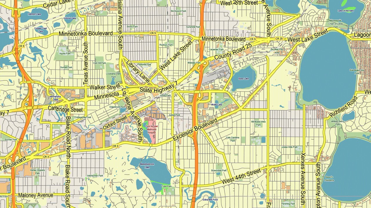 Minneapolis and St. Paul Minnesota US Vector Map