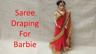 Barbie Saree Draping | Saree in Indian style | How To Wear Saree For Doll  | DJs Doll Craft