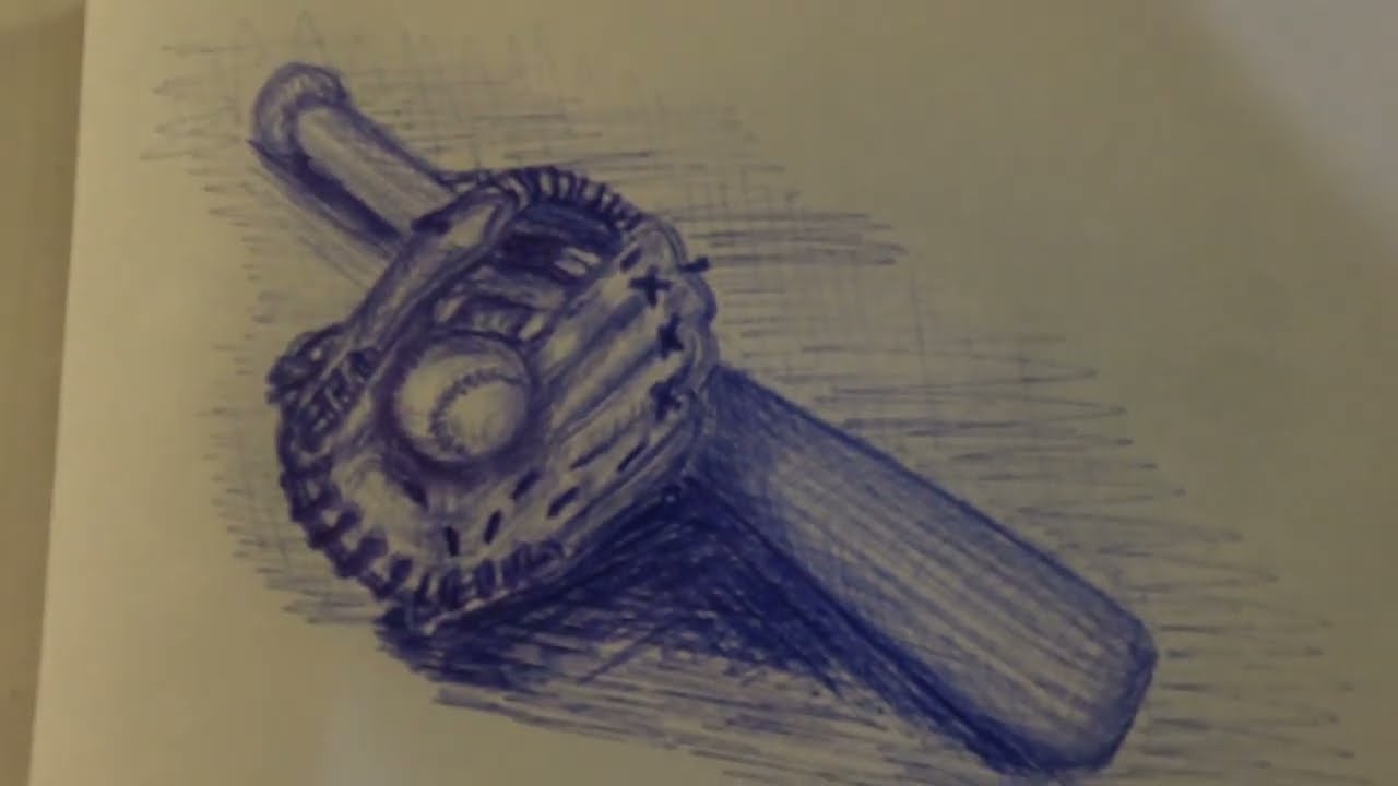 Drawing Baseball gloves, ball, bat 🧤⚾ Blue Jays Victory Inspired Pen Art | Artyline Artworks Series