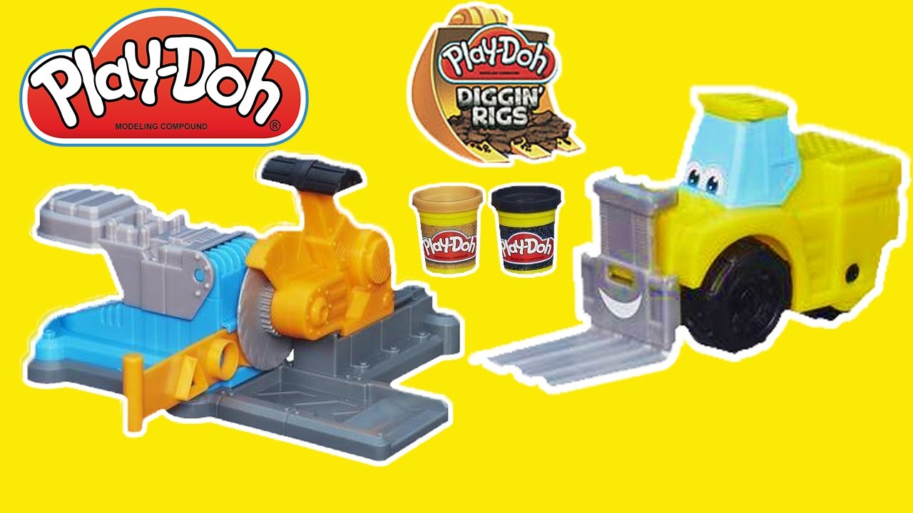 Play Doh Diggin' Rigs Saw Mill Set Toy Unboxing Forklift Truck - YouTube
