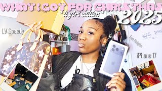 WHAT I GOT FOR CHRISTMAS 2025| iPhone 17 pro,true religion,gamma 11s, Louis Vuitton, black cat 4 etc