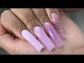 Long Tapered Square Shades Of Pink Acrylic Nail