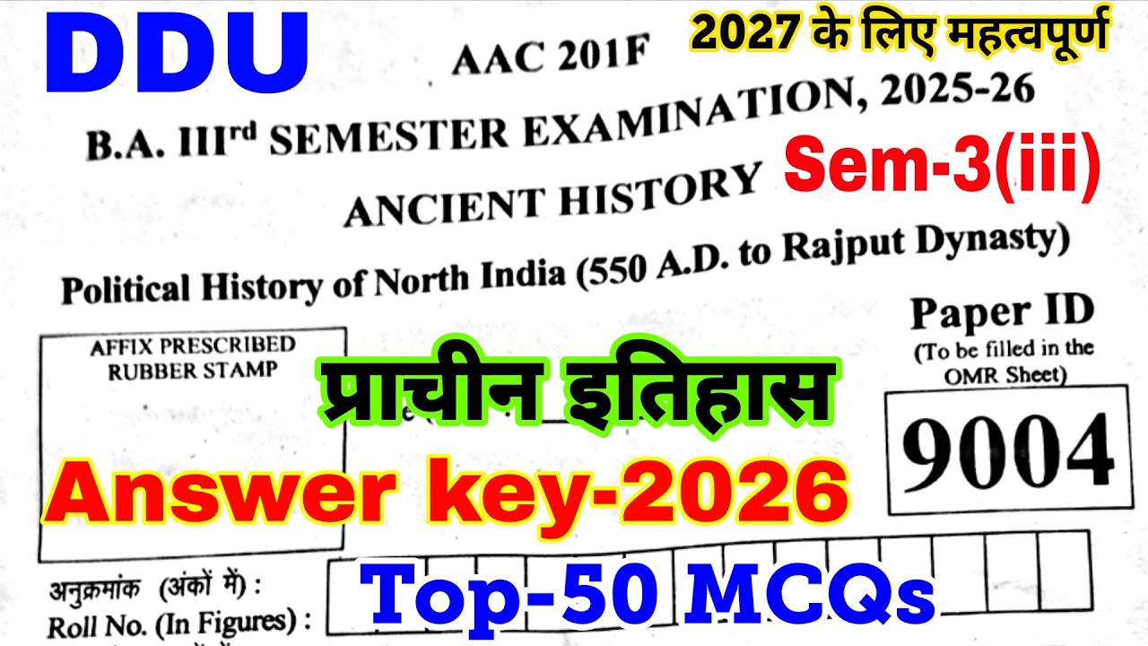 AAC-201F | DDU | Answer key-2026 | Ancient history ba 3rd semester ...