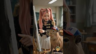 Capybara Turned Andrea's Black Paint Prank Into a Winning Masterpiece! 🏆🎨 #capybara