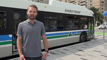 Transit islands in London, Ontario.