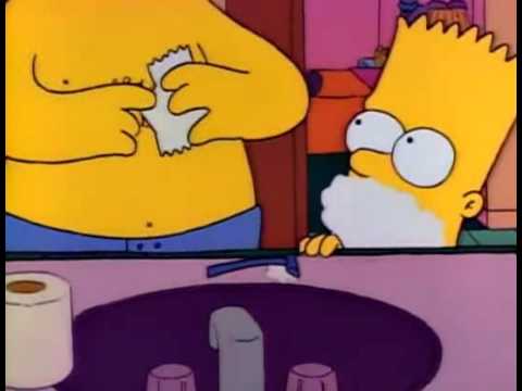 Homero enseña a Bart a afeitarse