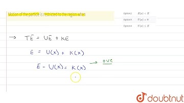 A particle with total energy E is moving in a potential energy region U(x). Motion of the partic...