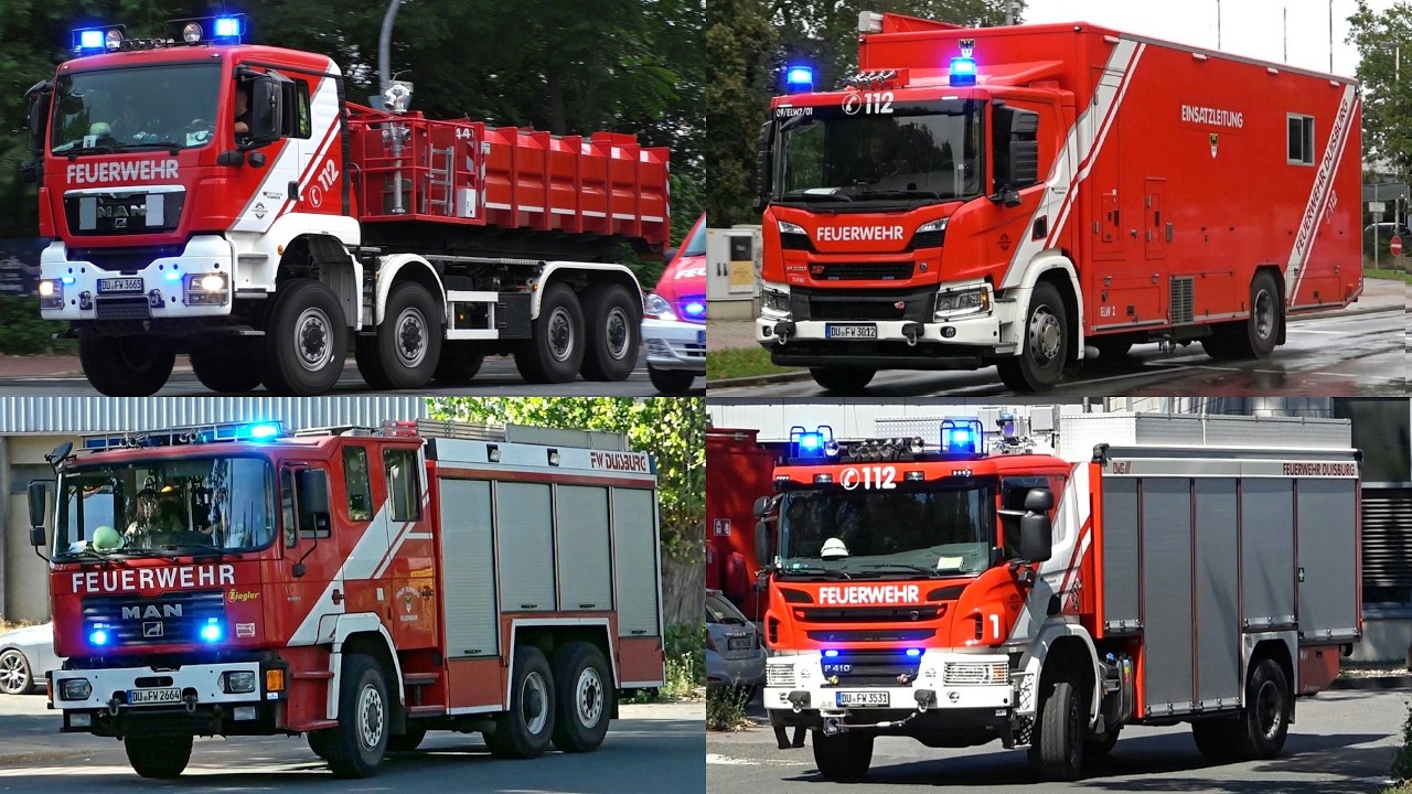 [DOPPEL WLF & RÜSTZUG!] Feuerwehr DUISBURG XXL - 6 FEUERWACHEN auf Einsatzfahrt