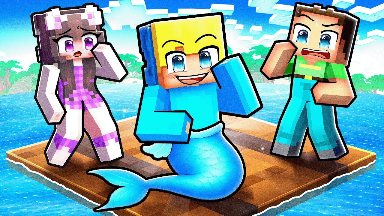 Ich tu so als wäre ich eine MEERJUNGFRAU, auf einem Floß in Minecraft!