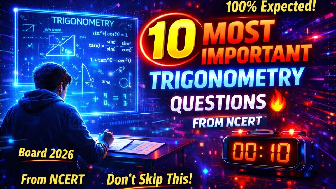 NCERT - CBSE Class 10th Trigonometry 10 Best Most Repeated Questions - 3 Marks or 5 Marks CBSE 2026