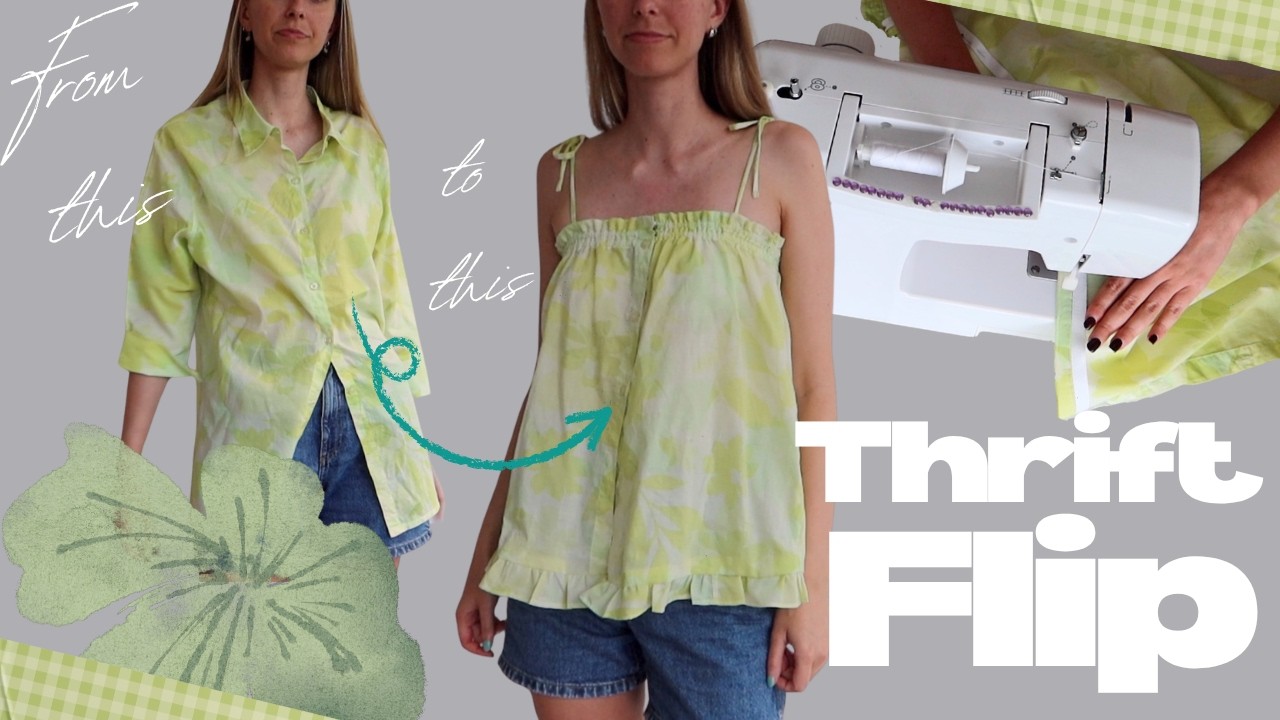 Flipping a button up into a whimsical summer top [SEWING VLOG