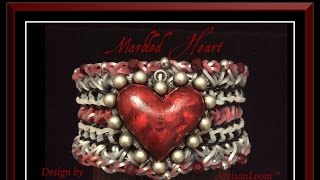 Rainbow Loom Band Marbled Heart Bracelet Tutorial/How To