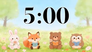 5 Minute Spring Classroom Focus Timer 🌷 Cute Animals, Calm Countdown, & Cheerful Acoustic Music