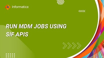 How to Run MDM Jobs using SIF APIs