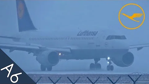 ** Heavy Snow Storm ** Landing Lufthansa Airbus A320 @ Belgrade Airport