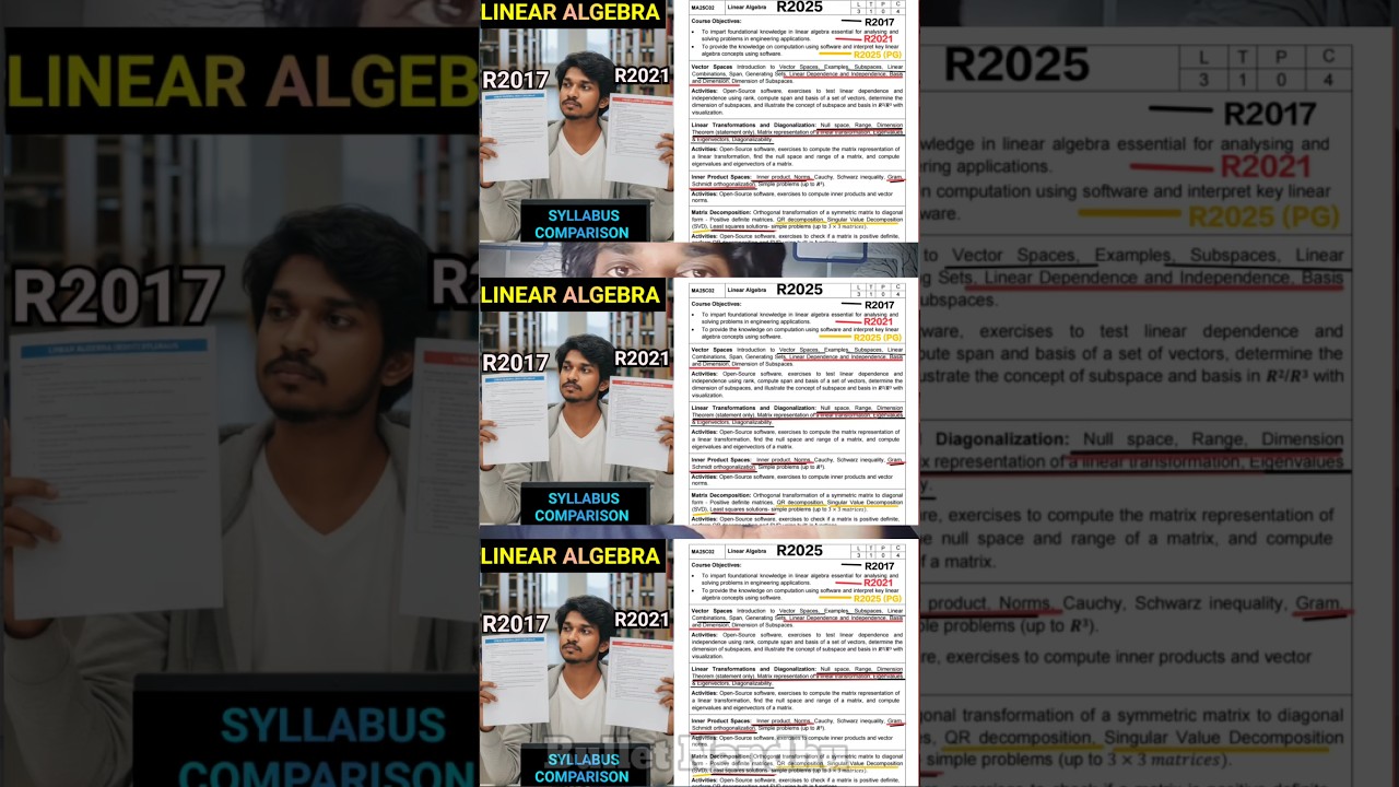 Linear Algebra (MA25C02) Syllabus Comparison 2026🔥