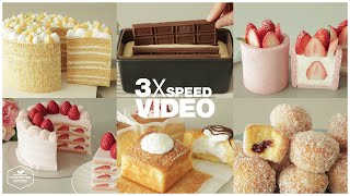 #91 케이크, 디저트 베이킹 영상 3배속으로 몰아보기 : 3x Speed Cake, Dessert Baking Video | Cooking tree