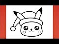 How to draw cute pikachu with a christmas hat
