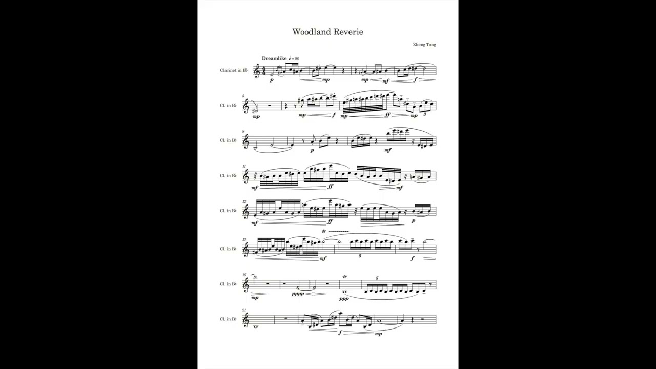 Etude on Free Melody — for Solo Clarinet (Woodland Reverie)