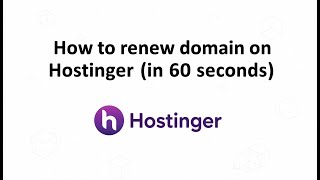 How to renew domain on Hostinger (in 60 seconds)