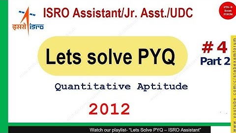 ISRO Assistant UDC JPA | Solved Previous Year Question Paper 2012 | Quantitative Aptitude Part 2