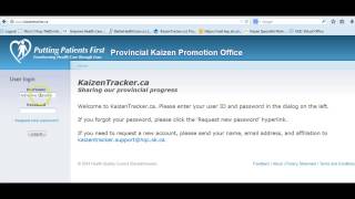 Kaizen Tracker welcome and log in