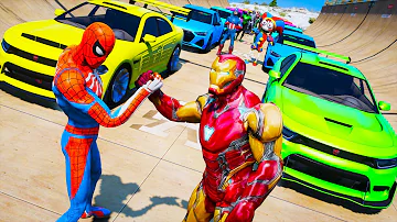 Custom Cars vs Stock Cars Challenge GTA V Spiderman Digital Circus and Superheroes mods NEW Sounds