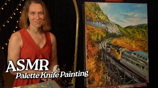 ASMR Palette Knife Painting: Scenic Railroad in Autumn (Soft Spoken, 2 Hours) screenshot 4