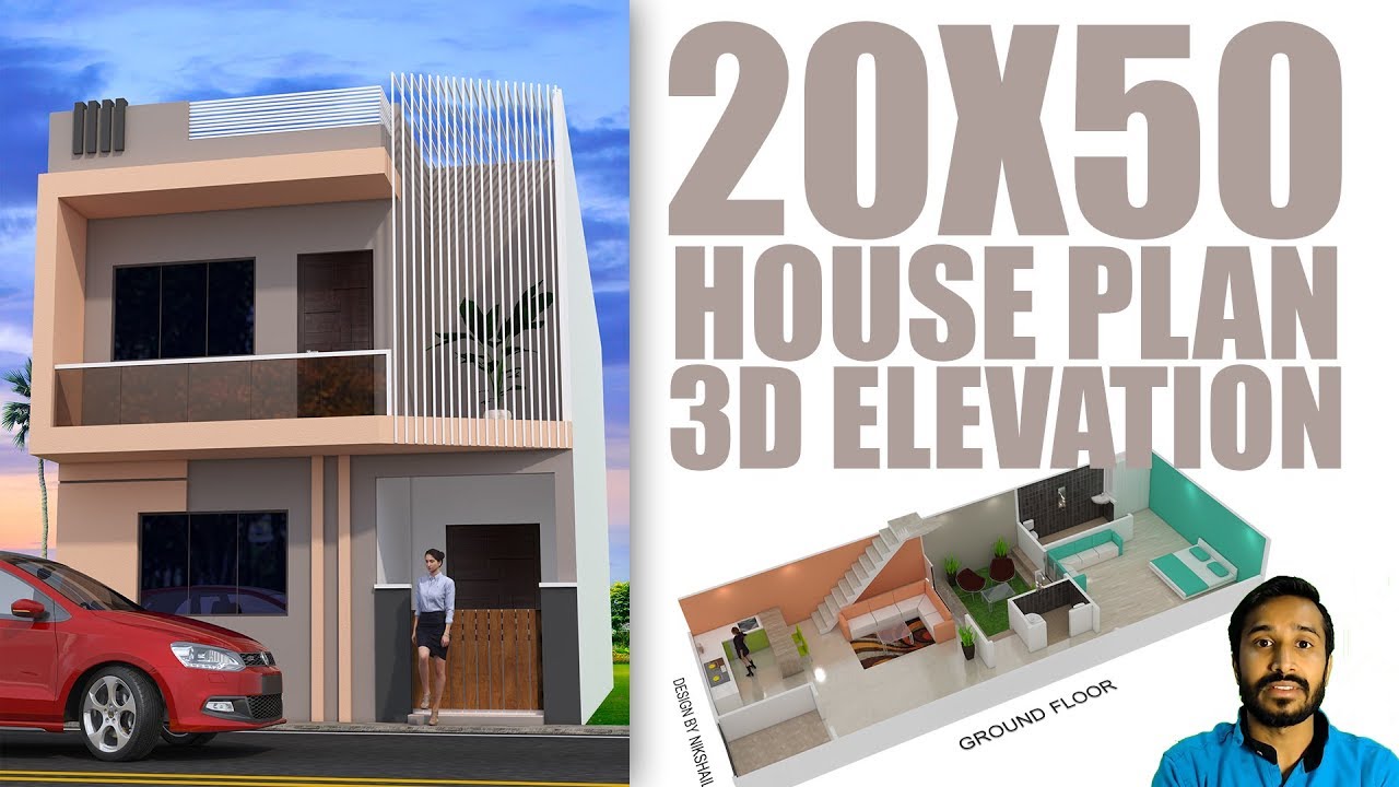 20X50 House  plan  with 3d  elevation  by nikshail YouTube