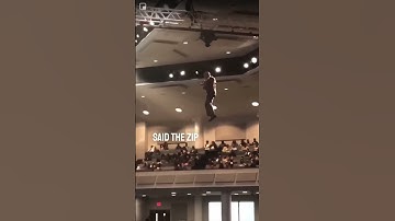 Thumbnail of This Pastor flew into church on a zip-line 😂👏