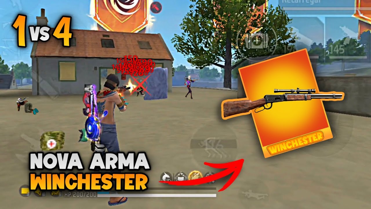 JOGANDO COM A NOVA ARMA "WINCHESTER" NO SOLO VS SQUAD!! É BOA?? RANQUEADA SOLO VS SQUAD FREE FIRE!!