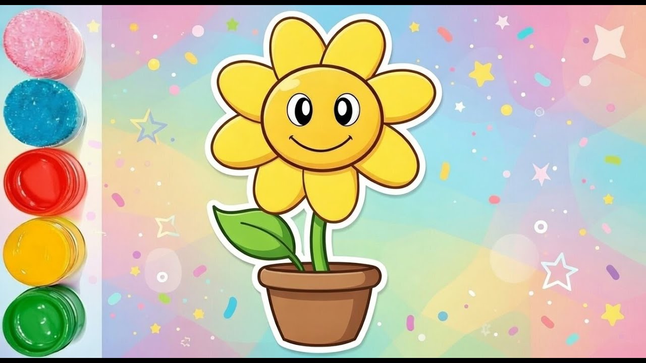 How to draw a rainbow flower drawing || Easy colourful flower drawing easy step by step