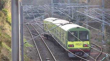 Trains at Malahide Road railway bridge,  Dublin.