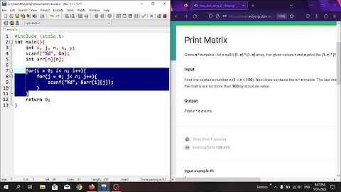 "Print matrix" in C programming language. #Eolymp problem 8530 .
