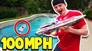 100MPH RC BOAT vs MY POOL! *bad idea*