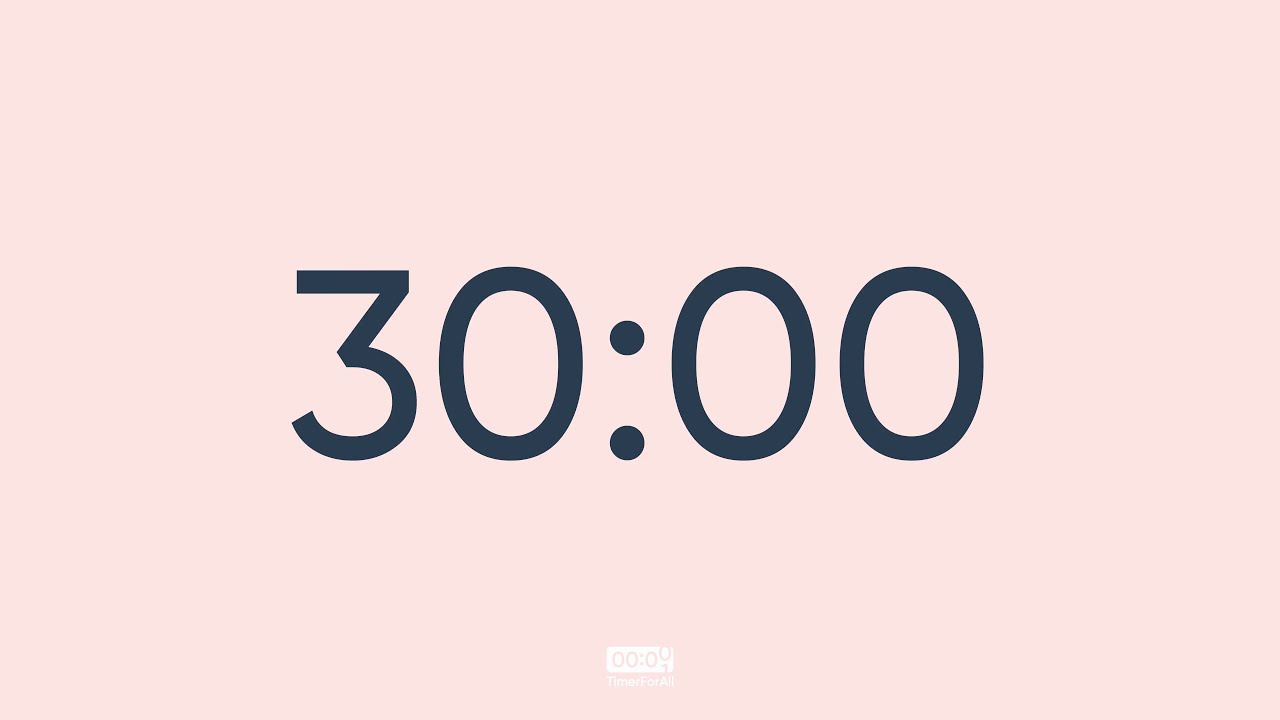 30 Minute Timer ⏰ 30 Min Countdown Clock with Alarm - Half Hour Study Work Timer