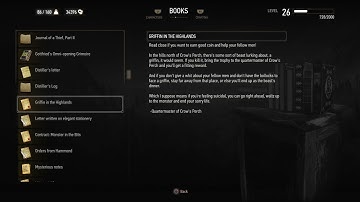 BOOKS: Griffin in the Highlands (Witcher 3 In-Game Lore Read Aloud)
