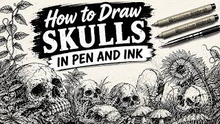 Drawing a Human Skull Step by Step LIVE | Pen & Ink Drawing Session